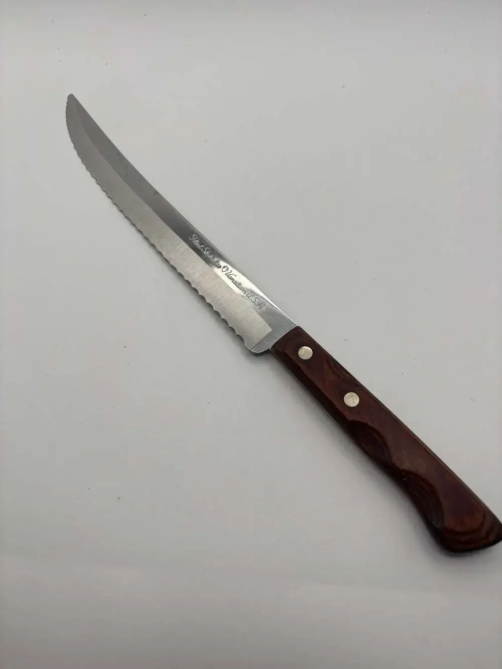 Vintage Ekco Flint Stainless Vanadium Serrated Utility Knife with Wood Handle